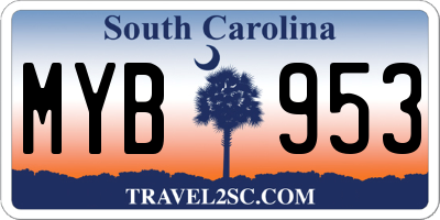 SC license plate MYB953