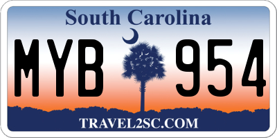 SC license plate MYB954
