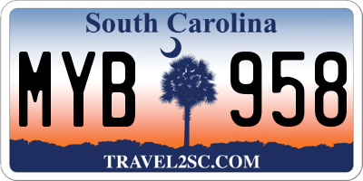SC license plate MYB958