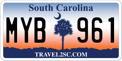 SC license plate MYB961