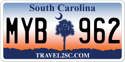 SC license plate MYB962