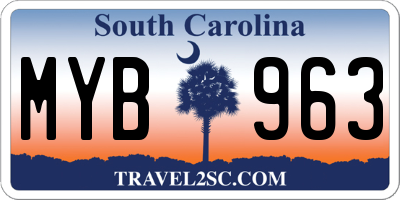 SC license plate MYB963