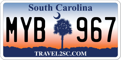 SC license plate MYB967