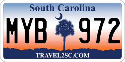 SC license plate MYB972