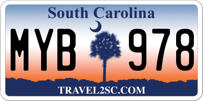 SC license plate MYB978