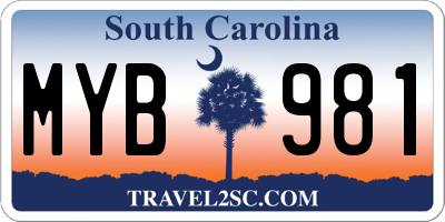 SC license plate MYB981
