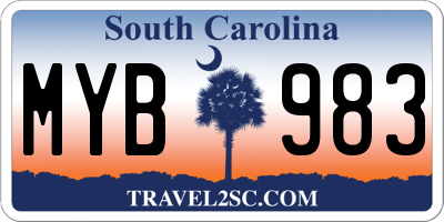 SC license plate MYB983