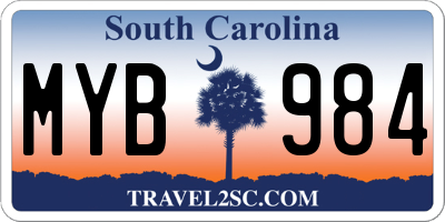 SC license plate MYB984