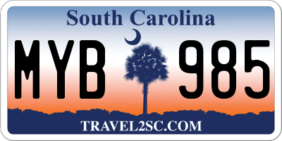 SC license plate MYB985