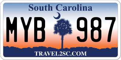 SC license plate MYB987