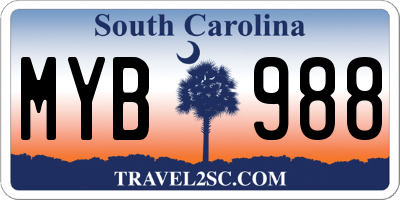 SC license plate MYB988