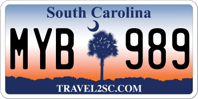 SC license plate MYB989