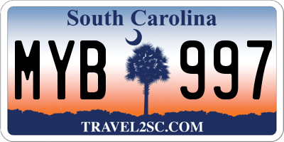 SC license plate MYB997