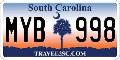 SC license plate MYB998