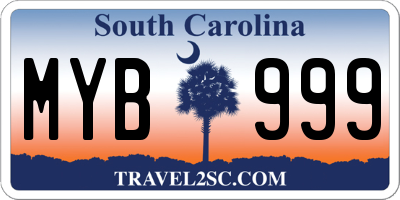 SC license plate MYB999