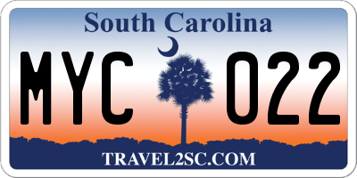 SC license plate MYC022