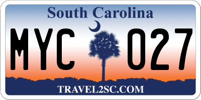 SC license plate MYC027
