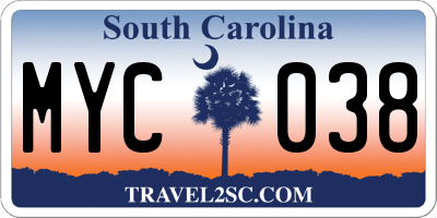 SC license plate MYC038