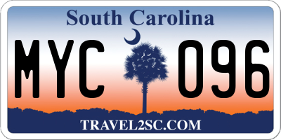 SC license plate MYC096