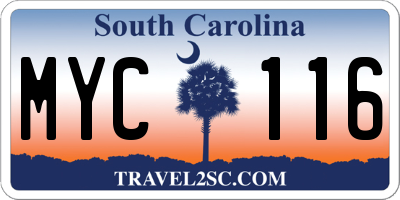 SC license plate MYC116