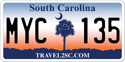 SC license plate MYC135