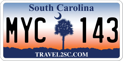 SC license plate MYC143
