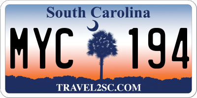 SC license plate MYC194