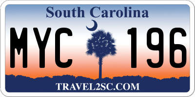 SC license plate MYC196