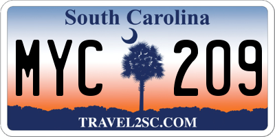 SC license plate MYC209