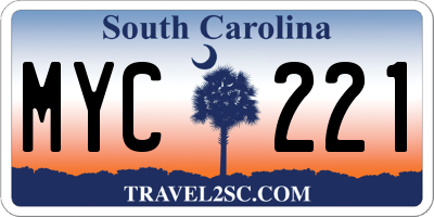 SC license plate MYC221