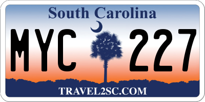 SC license plate MYC227