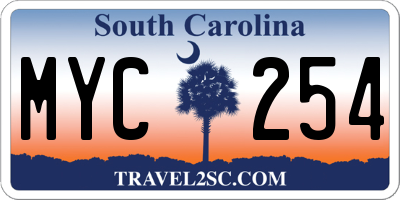 SC license plate MYC254