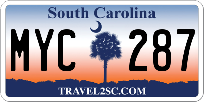 SC license plate MYC287