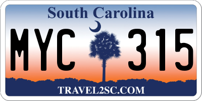SC license plate MYC315
