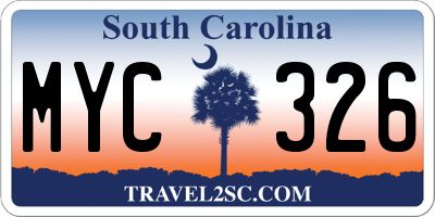 SC license plate MYC326
