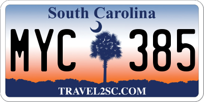 SC license plate MYC385