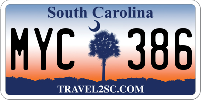SC license plate MYC386