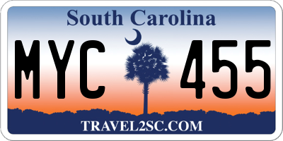 SC license plate MYC455