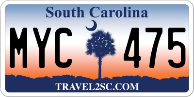SC license plate MYC475