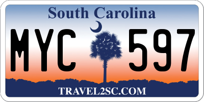 SC license plate MYC597