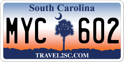 SC license plate MYC602