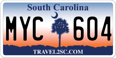 SC license plate MYC604