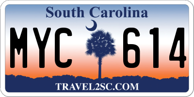 SC license plate MYC614