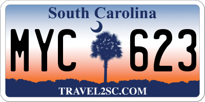 SC license plate MYC623
