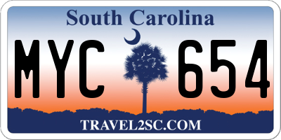 SC license plate MYC654