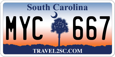 SC license plate MYC667