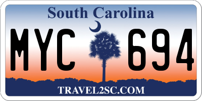 SC license plate MYC694