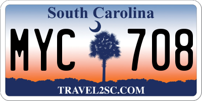 SC license plate MYC708