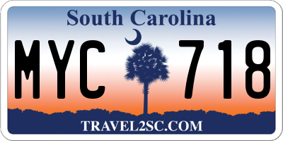 SC license plate MYC718