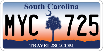 SC license plate MYC725